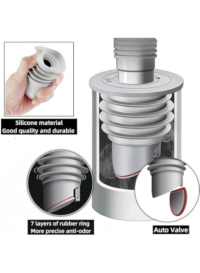 Washing Machine Drain Hose Seal, Anti-Odor Floor Drain Plug Sewer Pipe Seal Ring Sealing Cover, Washing Machine Sealing Plug,2Pcs (L(60-65mm))