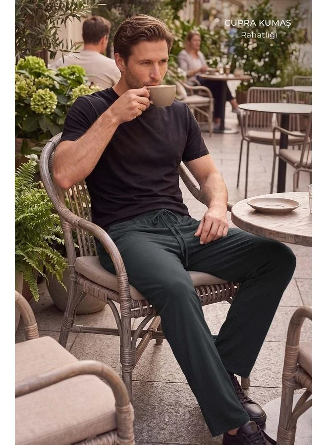 Aytuğ Men's Egyptian Cupra Fabric Jogger Pants – Charcoal Gray.
