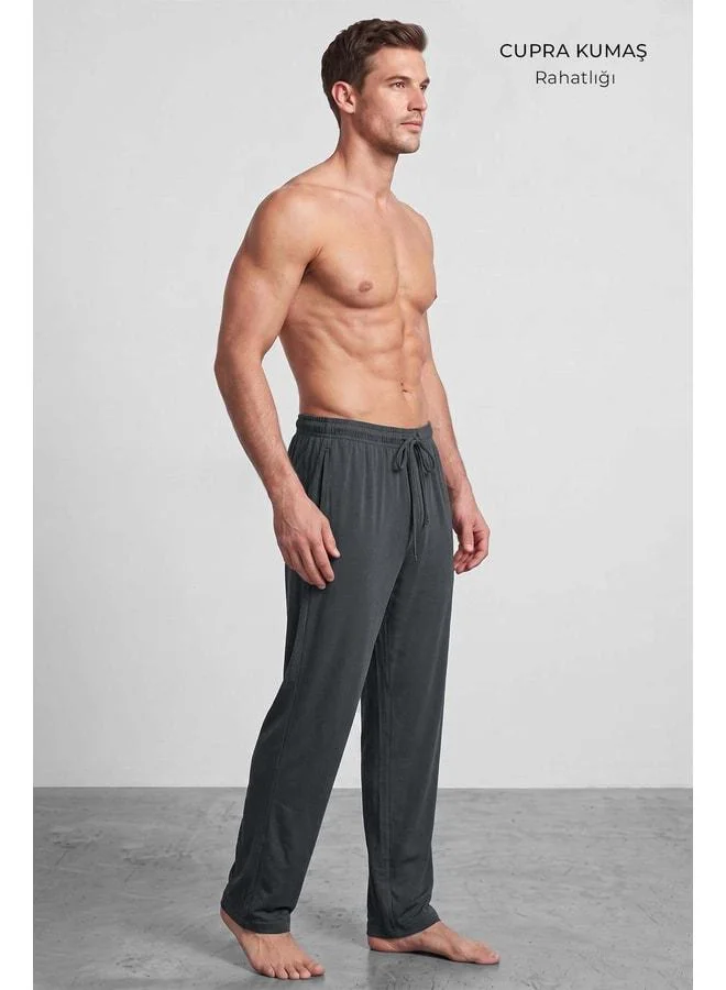 Aytuğ Men's Egyptian Cupra Fabric Jogger Pants – Charcoal Gray.