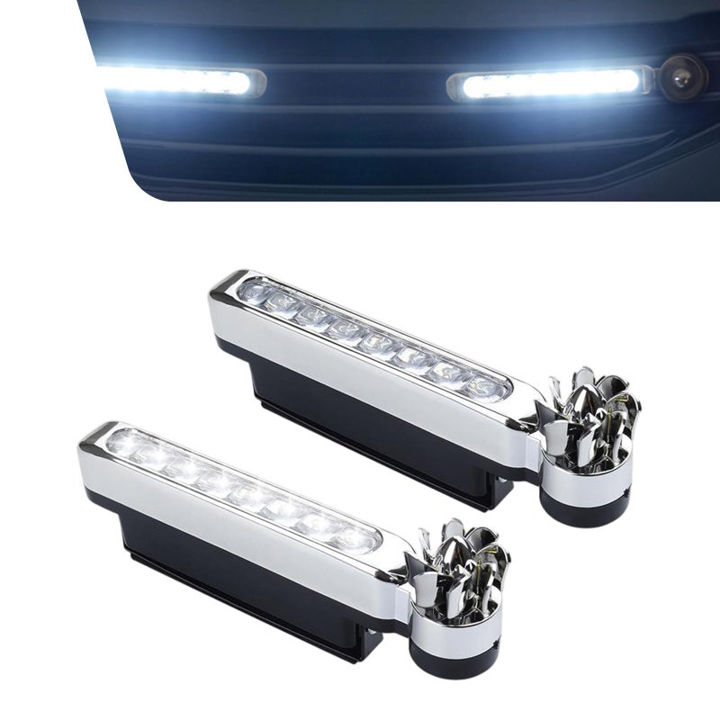 Qurbuns 2 PCS Wind Powered LED Lights Daytime Running Light for Car Grille Wind Energy Powered DRL Decorative Lights Universal for Cars Trucks SUVs White - Image 3
