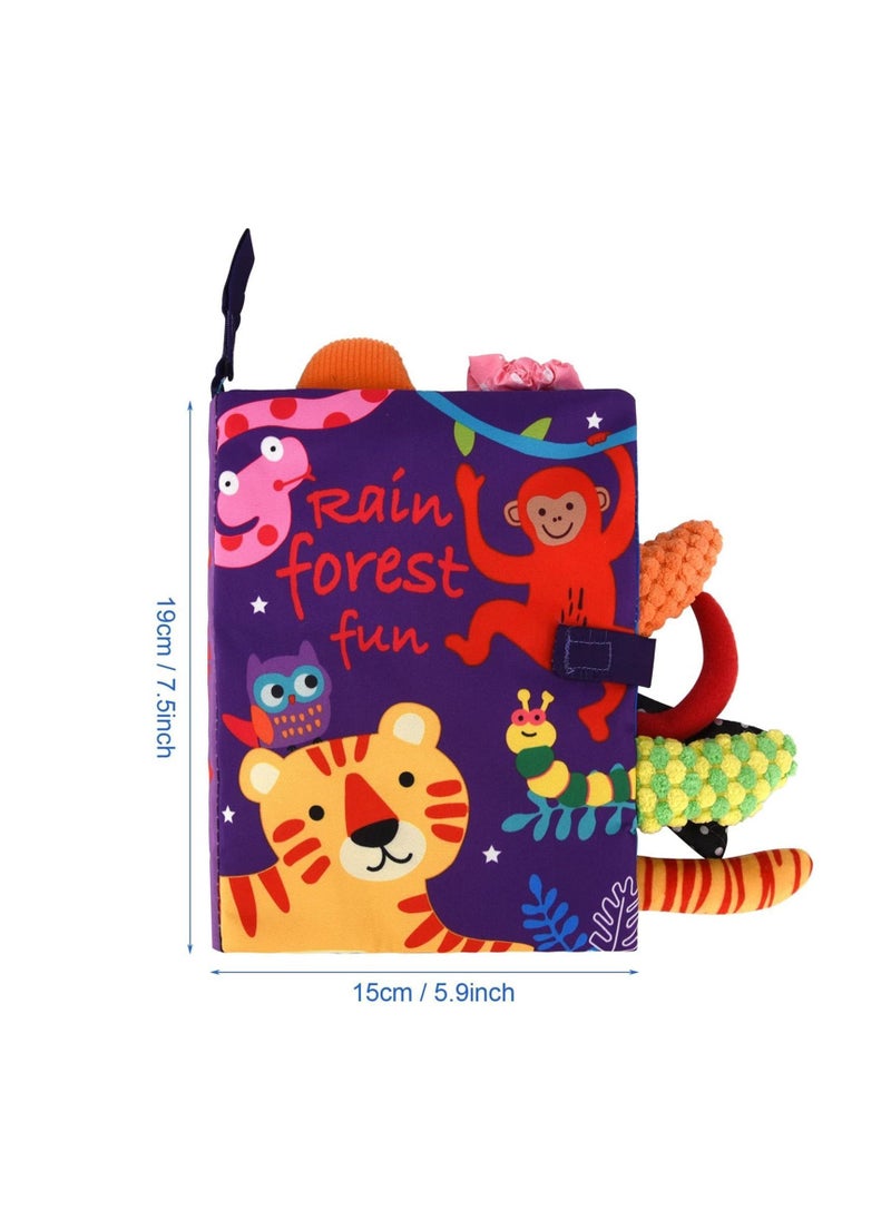 Y&D Baby Touch and Sensory Toys Cloth Book KASTWAVE Feel Crinkle Books for Babies, Infants & Toddler, Early Development Interactive Fabric Boys Girls (Rainforest)  - Image 2