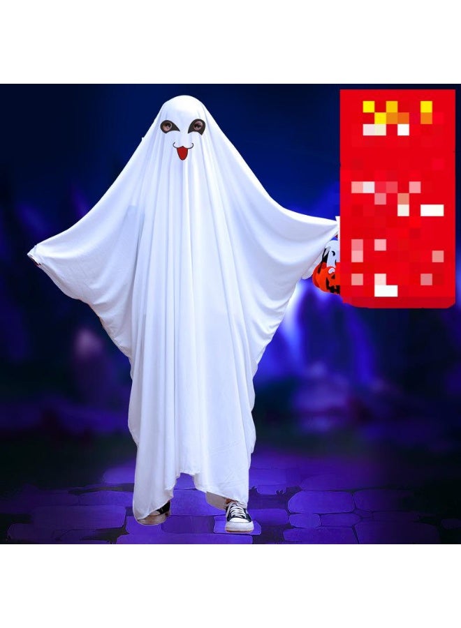 NIBEMINENT Children and adults dressed up as white ghost capes, cloaks and white ghost clothes on Halloween - Image 1