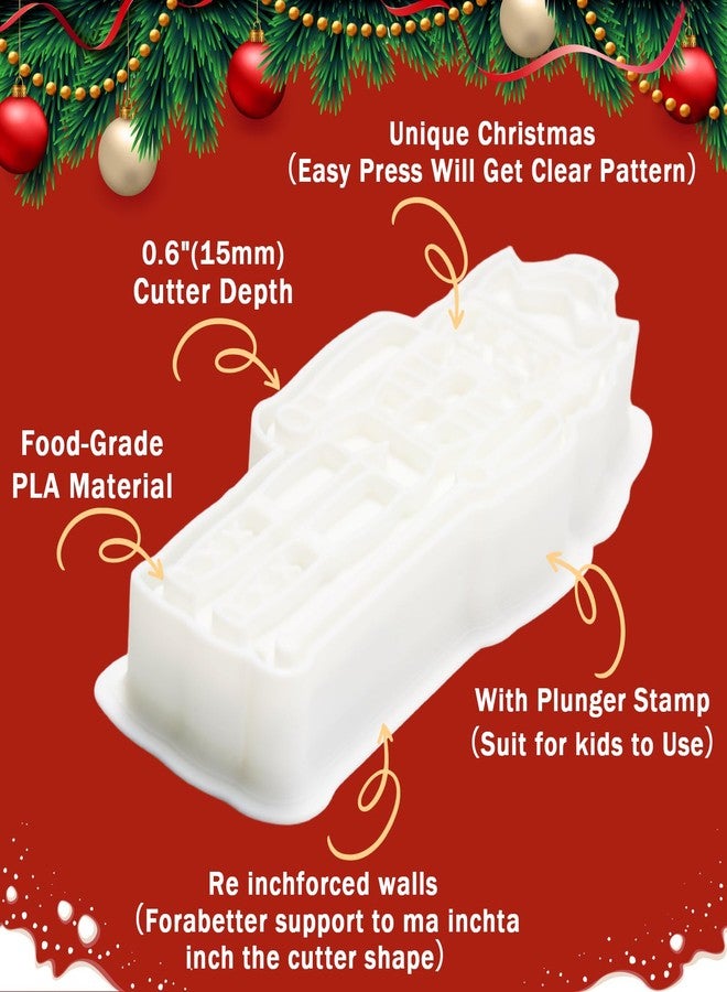 Flycalf Christmas Cookie Cutters Nutcracker Set of 3 with 3D Stamper Holiday Baking Accessories Cutter Molds Gifts for Kids Decorative Party 3.5" Kitchen Cake Supplies - Image 3