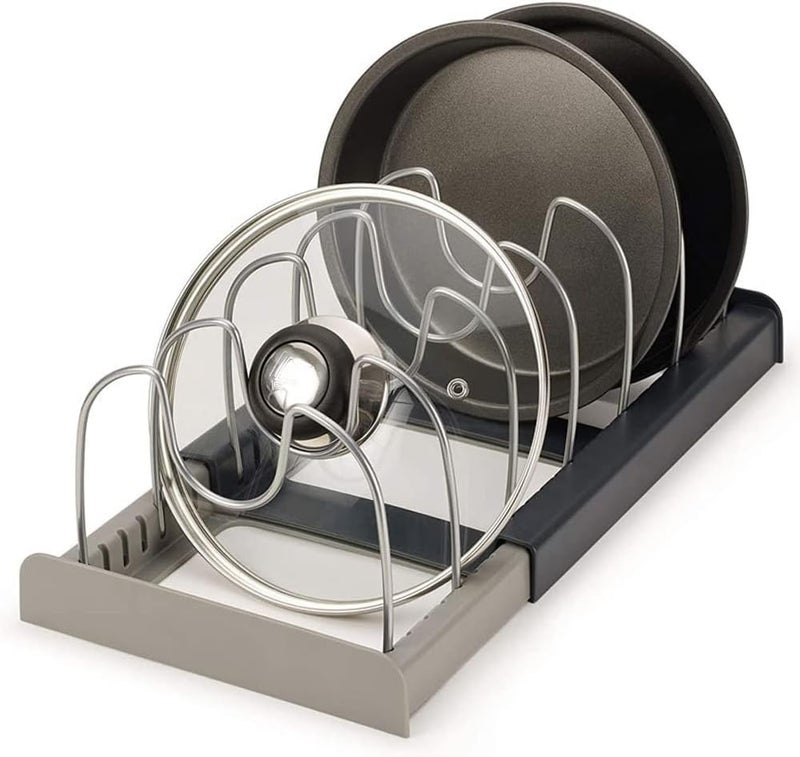 INOVERA (LABEL) Expandable Dish Rack for Kitchen - Steel Pan Pots Lid Holder with 7 Adjustable Compartment - Cabinet Organizer (Black) - Image 4