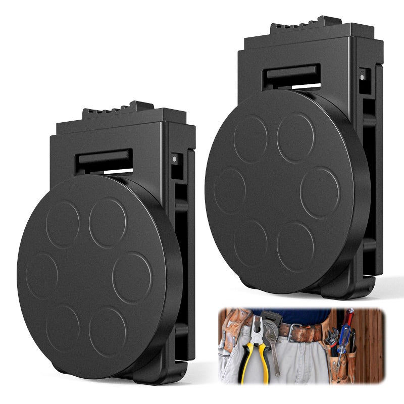 ProfessionalGrade Magnetic Tool Belt Clip 2 Piece NonSlip Magnetic Tool Clip ClipOn Magnet Belt Clip for Hammers Screwdrivers Wrenches Drills Pliers Sockets and other Metal Tools