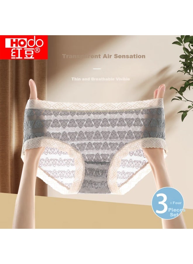 Hodo Women's Lace Underwear With Cotton Crotch, Thin And Breathable, Three-pack Ladies' Briefs - Image 4