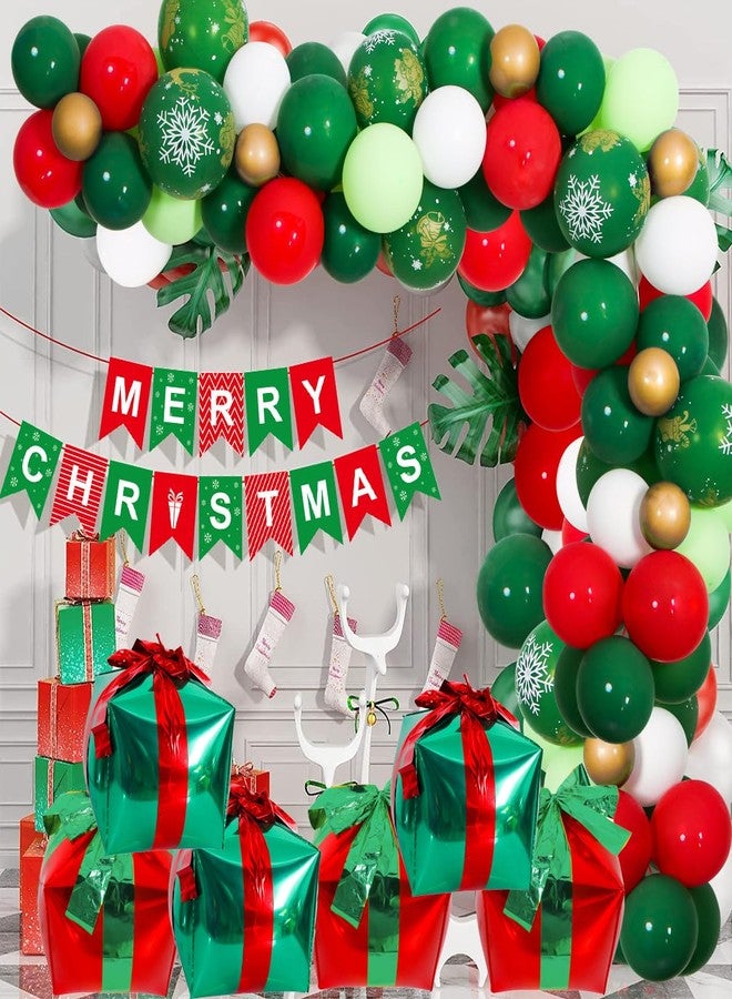 KALOR 6 Pcs Red and Green Cube Gift Box Balloons, 18 Inch Gift Box Mylar Foil Balloons for Christmas Xmas Theme Party Decorations - Image 3
