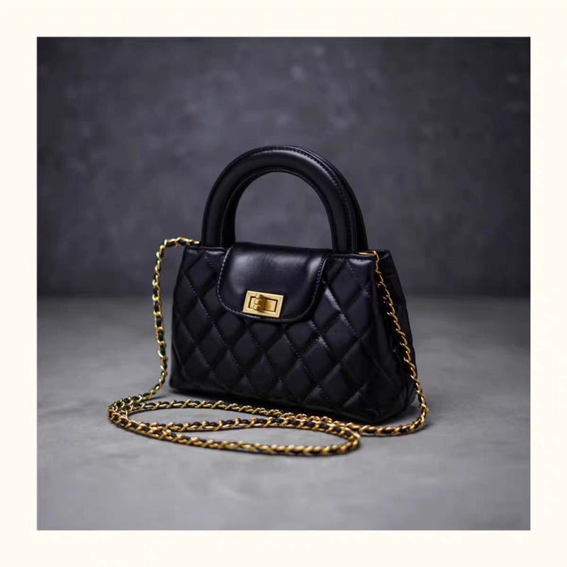 2025 Light Luxury Chain Bag Genuine Leather Small Fragrant Style Rhombus Handbag Women'S High-End Elegant Commuter Shoulder Crossbody Bag - Image 1