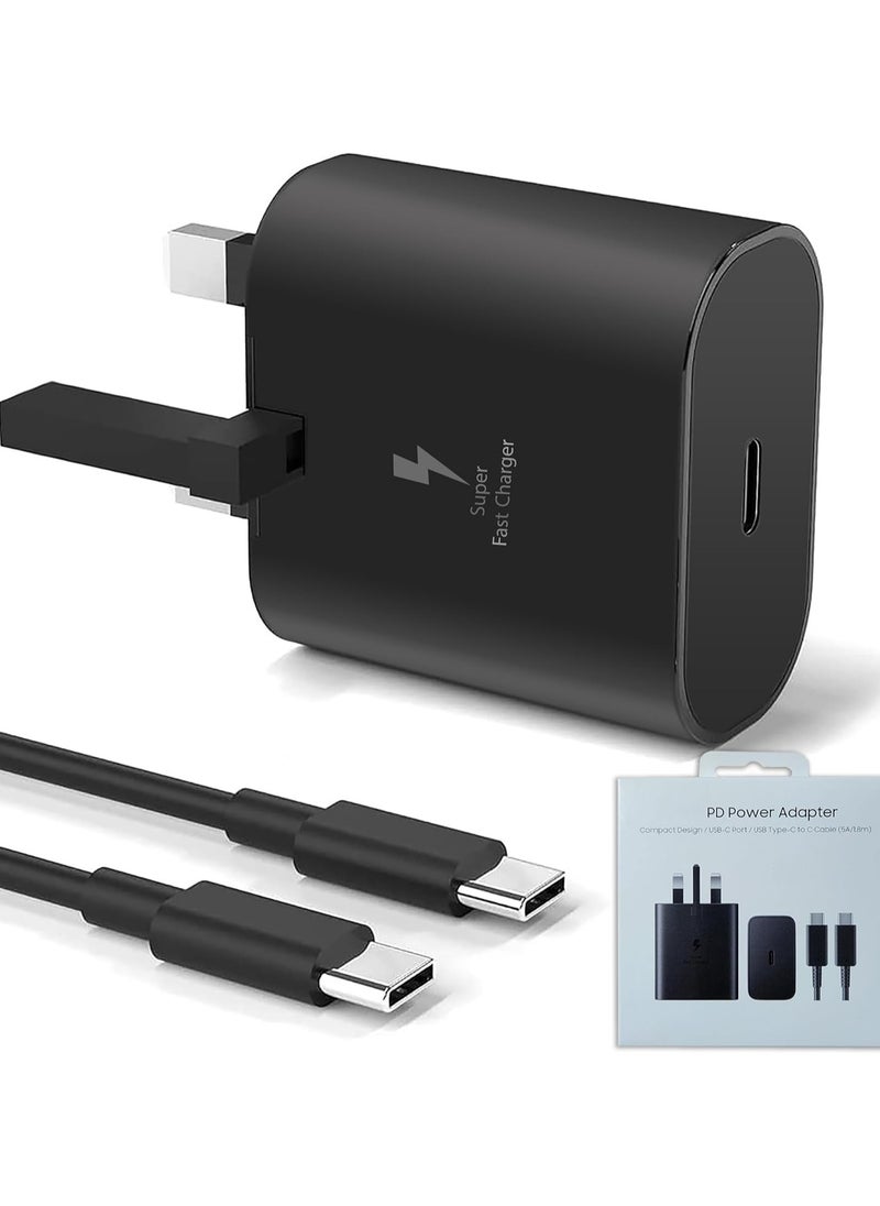 Super Fast Charger，for Samsung 25W USB C Fast Charging Plug and 1M Cable USB C to C for Samsung Galaxy S24 S23 Ultra S22 S21 S20 A33 A53 A54 A14 A13 Z Flip/Fold4