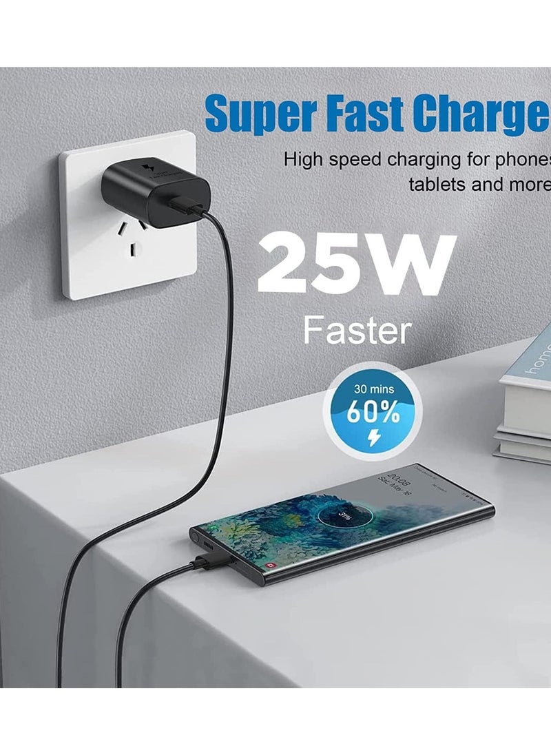 Super Fast Charger，for Samsung 25W USB C Fast Charging Plug and 1M Cable USB C to C for Samsung Galaxy S24 S23 Ultra S22 S21 S20 A33 A53 A54 A14 A13 Z Flip/Fold4