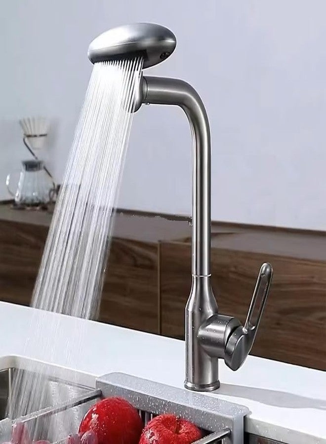X-XONIER Waterfall 5 In 1 pull down Faucet 360° Rotating Single Handel Hot and Cold Mixer Long Neck for Sink Bathroom and Kitchen Black (BLACK) - Image 2