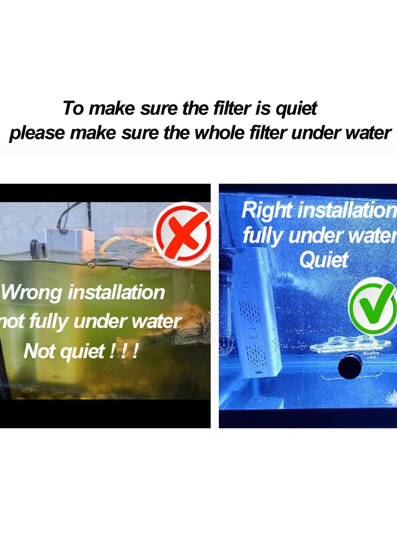 Fish Tank Filter 4-in-1 Internal Aquarium Filter,500-1800L/H Submersible Water Filter Pump Multifunctional Filter Water Pump for Betta, Turtle, Pond Fish, Garden.  (6W 134GPH (500L/H)) - Image 2