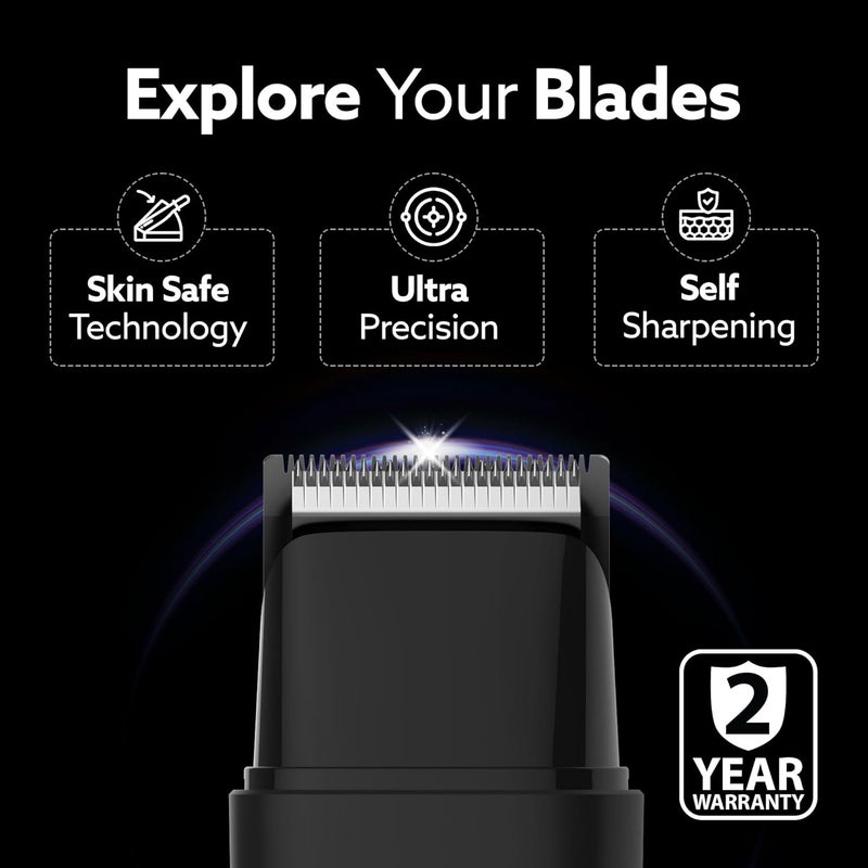 AGARO Beard Trimmer MT7007, 60 mins run time with Type C, 2pcs limit comb - 1mm & 3mm, Protective Cap, Washable Trimmer Head | Trimmer for Men - Image 4