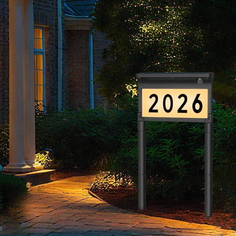 La Casa Solar Address Sign for House, Double Sided LED House Numbers with 3 Color Modes, Waterproof Solar House Address Plaque for Yard, Street, Mailbox, Driveway - Image 1