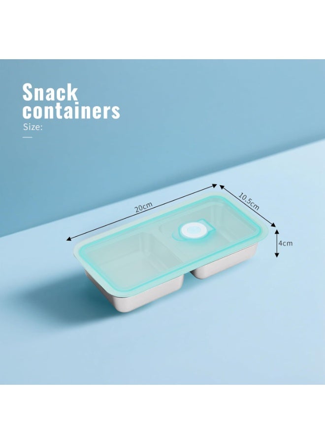 6 PCS Stainless Steel Snack Containers, Double Compartment Reusable Food Storage, Dishwasher-Safe & Leak-Proof, Ideal for Travel, Outdoor Camping, Work and Daily Use - Image 3