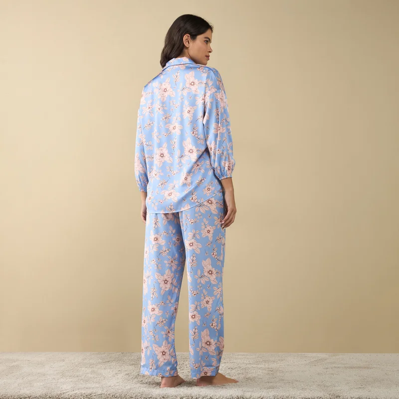 Splash FAV Printed Shirt with Long Sleeves and Pyjama Set