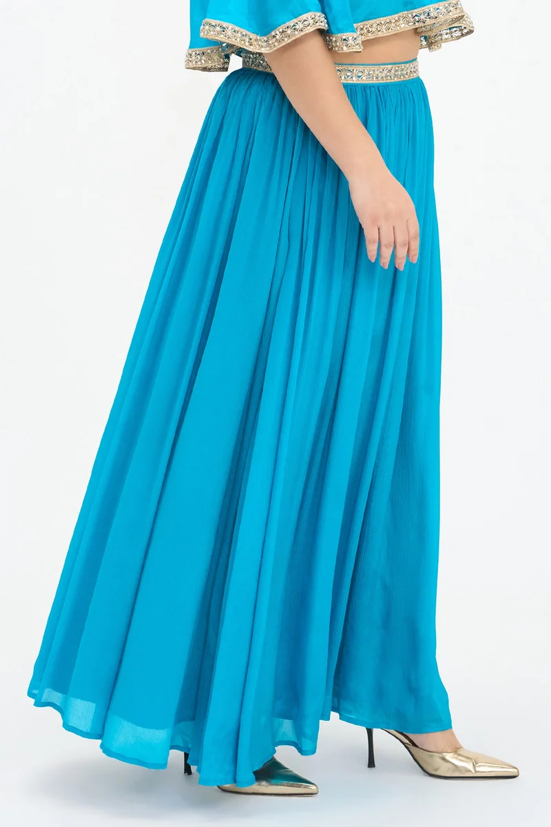 Virgio  Solid Viscose Flared Plus Size Skirt With Lace for Women for Women | Best Price UAE