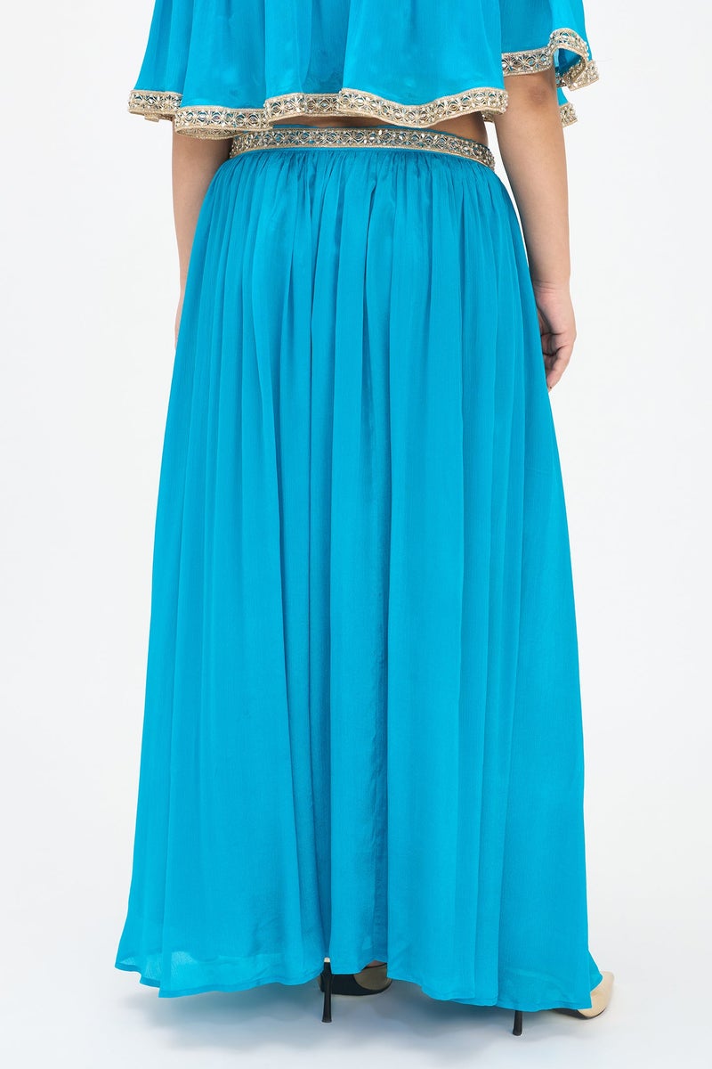 Virgio Solid Viscose Flared Plus Size Skirt With Lace for Women - Image 4