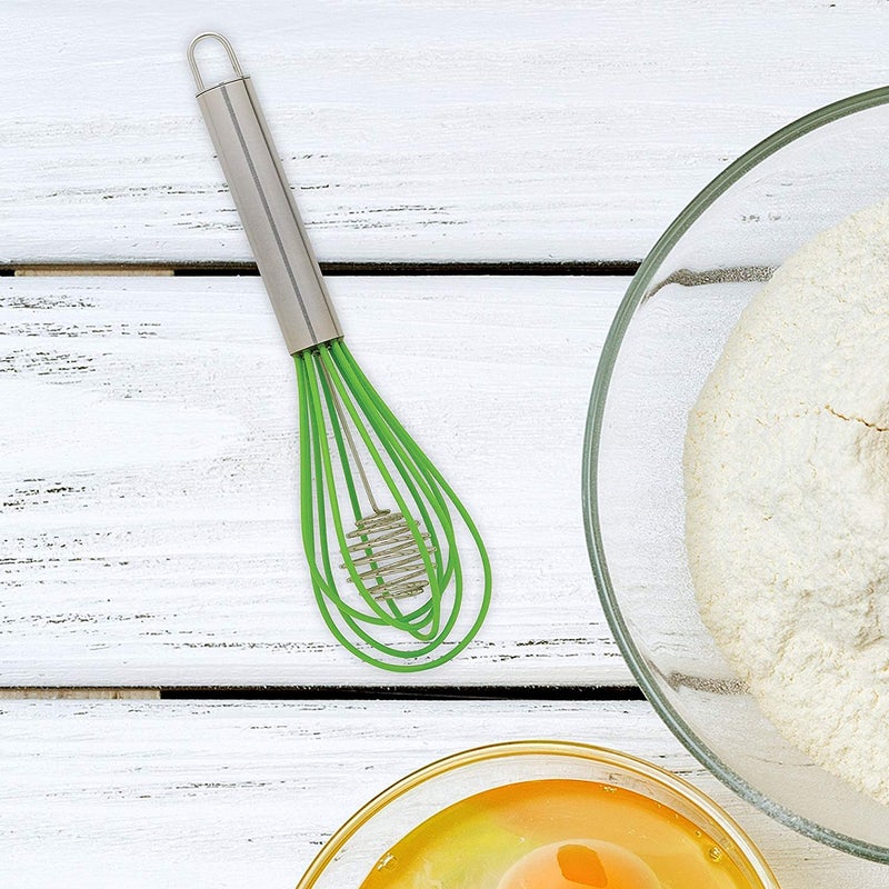 Mrs. Anderson's Baking Mrs. Anderson’s Baking Rapid Whisk Junior with Double Helix Spiral Blades, 18/8 Stainless Steel and Silicone, Green - Image 3