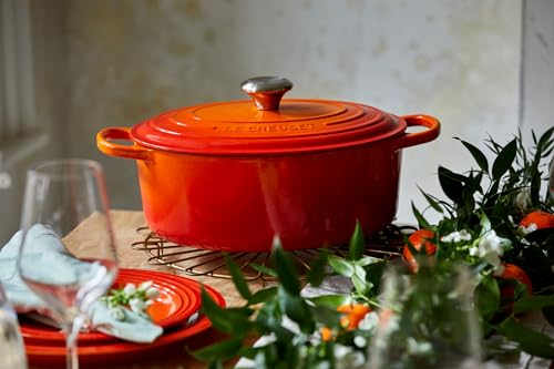 Le Creuset Enameled Cast Iron Signature Oval Dutch Oven, 5 qt, Flame - Image 3