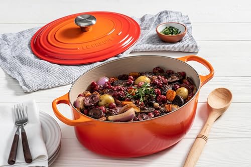 Le Creuset Enameled Cast Iron Signature Oval Dutch Oven, 5 qt, Flame - Image 2