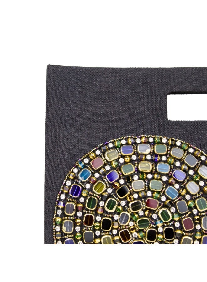 Dollar's Fashion Reusable Jute Handbag JB17 - Sustainable Tote Bag, Spacious Grocery Shopping Bag, Lightweight Durable Shoulder Carry, Stylish Everyday Travel, Work & College Bag for Women Men (Black) - Image 2