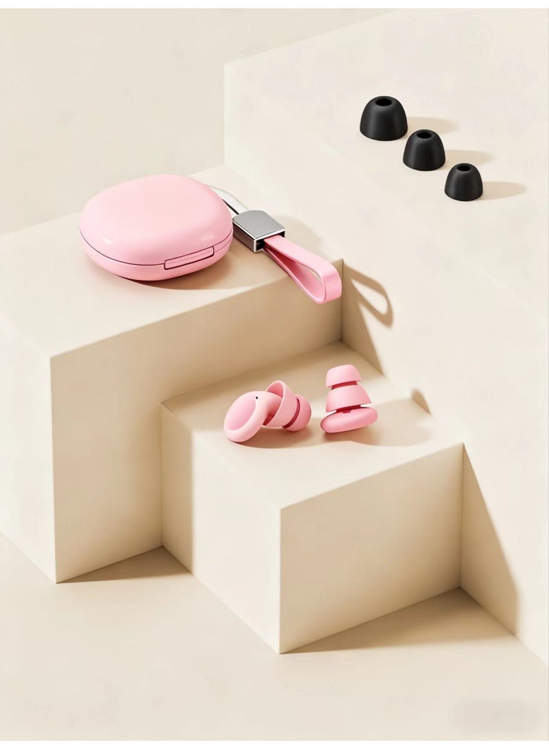 Chabeia Y27 28dB Ear Plugs for Sleeping Noise Cancelling – Reusable Silicone Sleep Ear Plugs, 4 Sizes, Soft & Comfortable for for Sleep, Focus, Concerts, Study, Eco-Friendly Design（Pink） - Image 4
