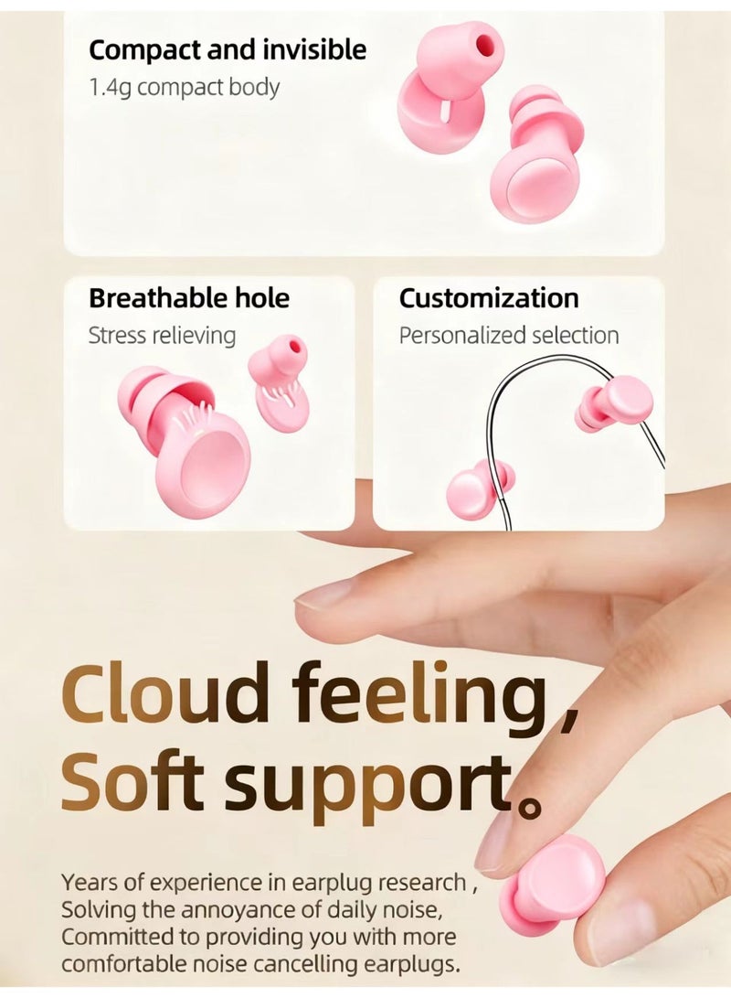 Chabeia Y27 28dB Ear Plugs for Sleeping Noise Cancelling – Reusable Silicone Sleep Ear Plugs, 4 Sizes, Soft & Comfortable for for Sleep, Focus, Concerts, Study, Eco-Friendly Design（Pink） - Image 2