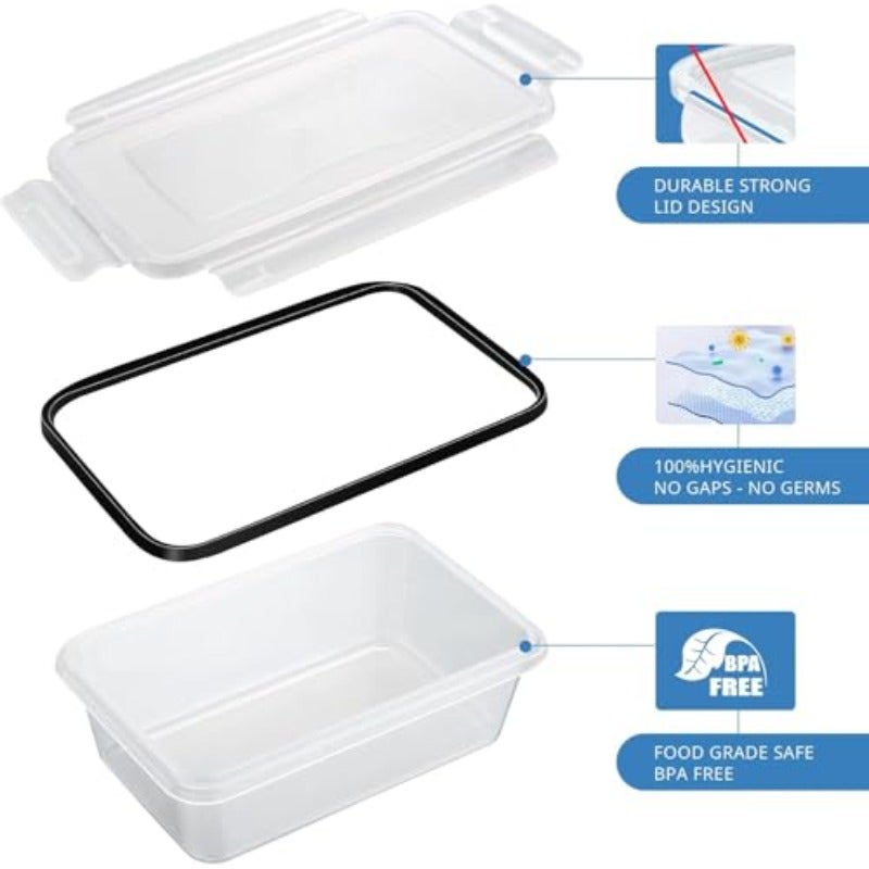 Mylindde Food Storage Containers with Lid Freezer Containers Food Boxes BPA-Free and 100% Airtight Transparent 6 x 1 L and 6 x 0.55 L 12Pcs with Pen + Label - Image 3