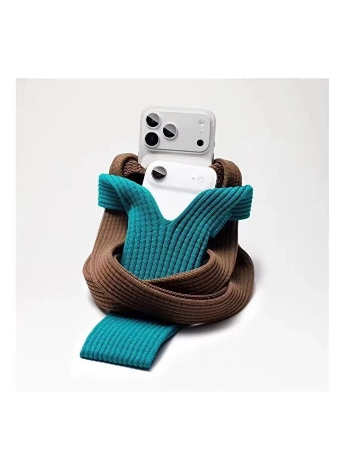 Macon Brown 3D-Knitted Phone Pocket & Crossbody Bag – Ultra-Light Stretchable Sleeve for Full iPhone Series - Image 2