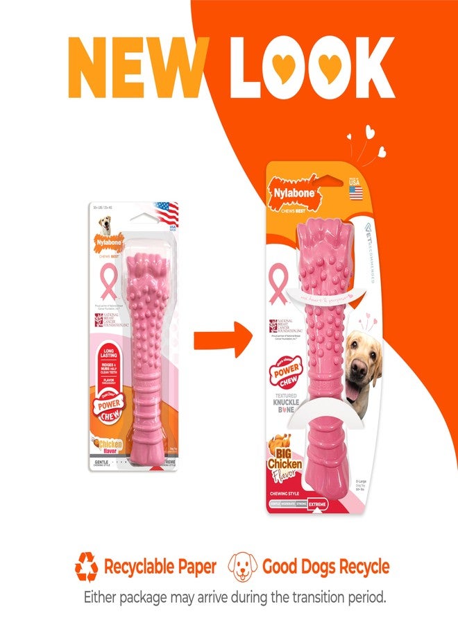 Nylabone Power Chew Breast Cancer Awareness Femur Bone Chew Toy for Dogs, Indestructible Dog Toys for Aggressive Chewers, Chicken Flavor, X-Large/Souper (1 Count) - Image 4