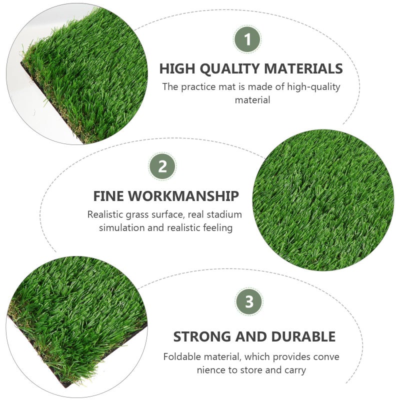 DOITOOL Golf Practice Mat Hitting Pad With Realistic Artificial Grass Surface Portable Mini Golf Training Mat For Indoor Outdoor Swing Practice Oval Black - Image 4