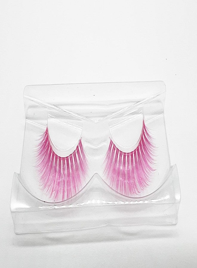 ألورينغ رموش صناعية جذابة من المنك، قابلة لإعادة الاستخدام، رموش صناعية مصنوعة يدويًا بتصميم عين القطة، رموش ملونة مرحة - وردي فاتح - Image 1