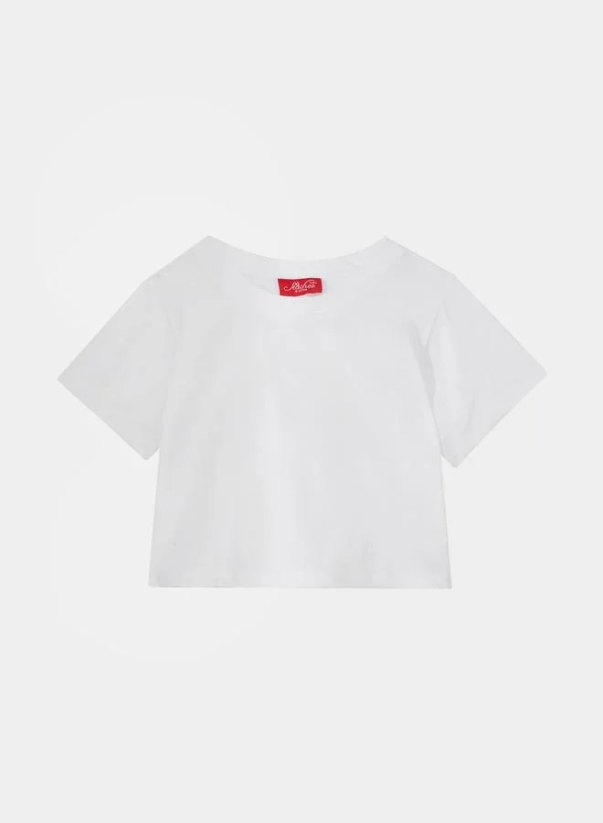 ستايلي Plain T-Shirt & Check Print Jumpsuit Set