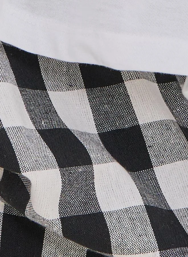 ستايلي Plain T-Shirt & Check Print Jumpsuit Set