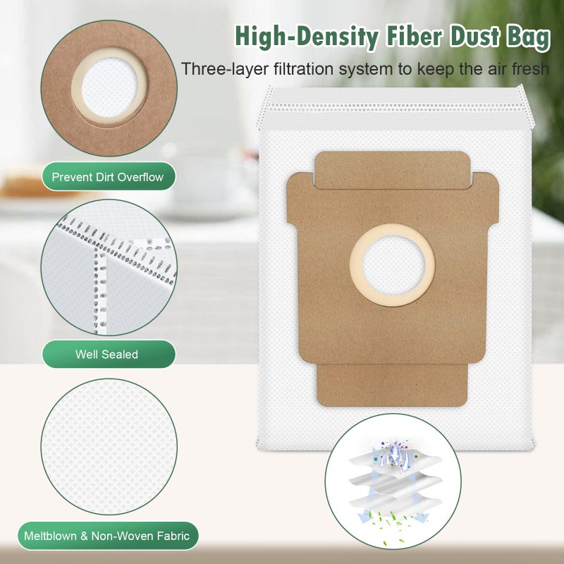 KTNAid 25 Pcs Replacement Parts for iRobot Roomba Plus 405 Combo/505 Combo /507 Combo Robot Vacuum Cleaner, Include 2 Main Brushes, 6 Dust Bags, 6 Mop Pads, 4 Filters, 6 Side Brushes and 1 Cleaning Tool - Image 5