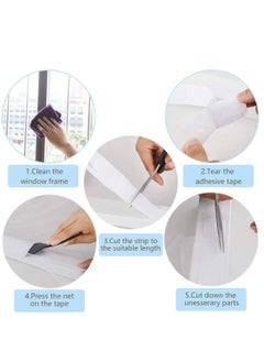 Y&D Fly Screen Nets 3 Pack 1.3m x 1.5m Mosquito Insect Mesh Protector Kit with Self Adhesive Tapes Rolls Tape Transparent Cut Without Drilling Bug Bee ProtectorWhite for Window  - Image 5