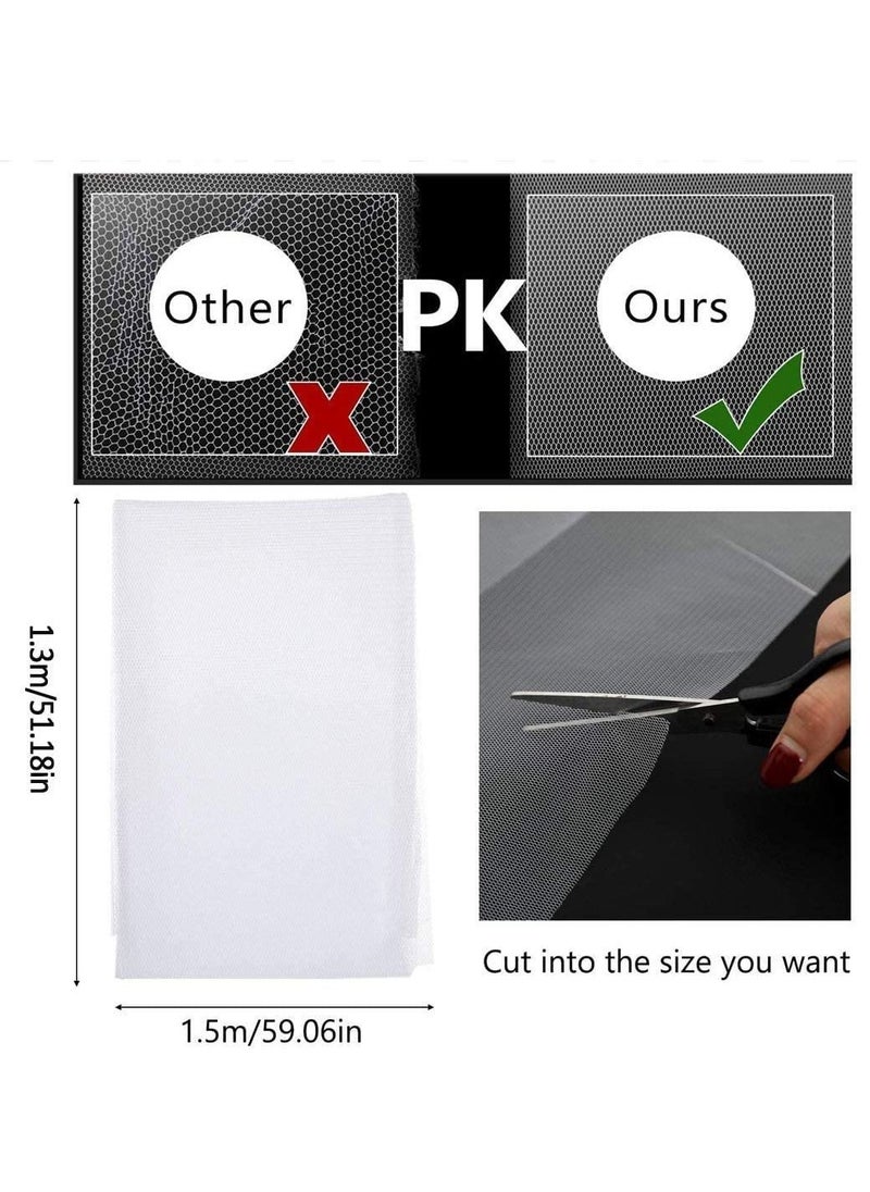 Y&D - Fly Screen Nets 3 Pack 1.3m x 1.5m Mosquito Insect Mesh Protector Kit with Self Adhesive Tapes Rolls Tape Transparent Cut Without Drilling Bug Bee ProtectorWhite for Window - Image 1