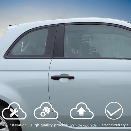 HAPPYHORSE Car Exterior Door Handle Cover Compatible with Fiat 500 20072025 ABS Car Outer Door Handle Cover Exterior Door Handle Protective Cover Decoration Accessories Matt Black - Image 3