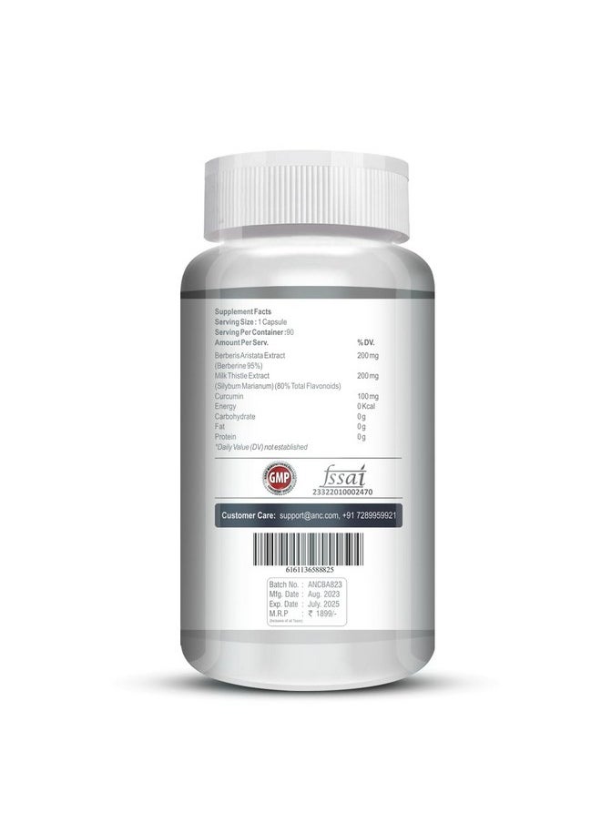 ANC Berberis Berberine 95% With Milk Thistle Vegetable 90 Capsules  - Image 3