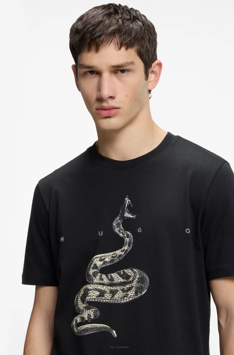 هوجو Cotton-jersey T-shirt with spaced-out logo