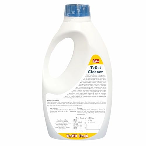 Urba Toilet cleaner 5000 ml - Citrus powered | Acid Free and Bleach Free Toilet Cleaner| Disinfectant Toilet cleaner liquid | Suitable for toilet bowl (5 litre (pack of 1)) - Image 2