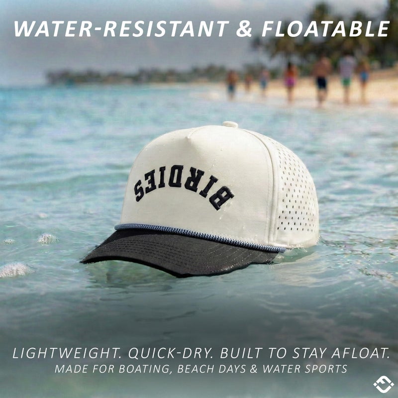 Funky Junque Trendy Rope Golf Cap with Upside-Down Sayings - Lightweight Performance Golf Hats Snapback, Funny Hats for Men, Breathable Everyday Style - Birdies (Upside Down) - Black/Beige - Image 2