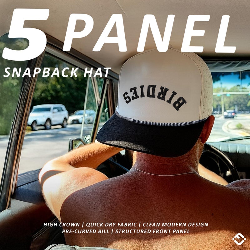 Funky Junque Trendy Rope Golf Cap with Upside-Down Sayings - Lightweight Performance Golf Hats Snapback, Funny Hats for Men, Breathable Everyday Style - Birdies (Upside Down) - Black/Beige - Image 5