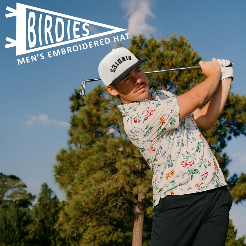 Funky Junque Trendy Rope Golf Cap with Upside-Down Sayings - Lightweight Performance Golf Hats Snapback, Funny Hats for Men, Breathable Everyday Style - Birdies (Upside Down) - Black/Beige - Image 3