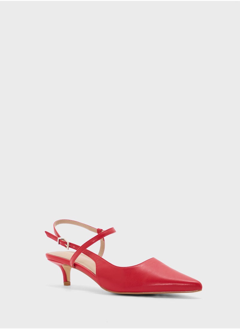 ELLA - Pointy Toe Low Heel Strappy Pump - Image 1