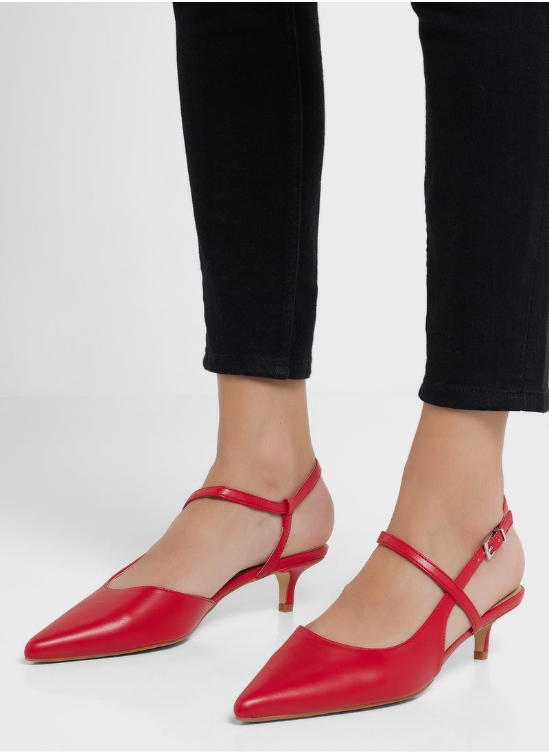 ELLA - Pointy Toe Low Heel Strappy Pump - Image 1