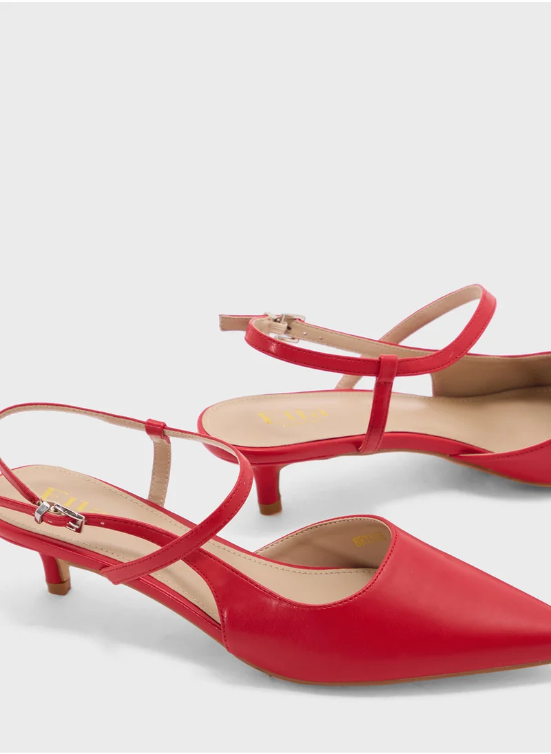 ELLA Pointy Toe Low Heel Strappy Pump