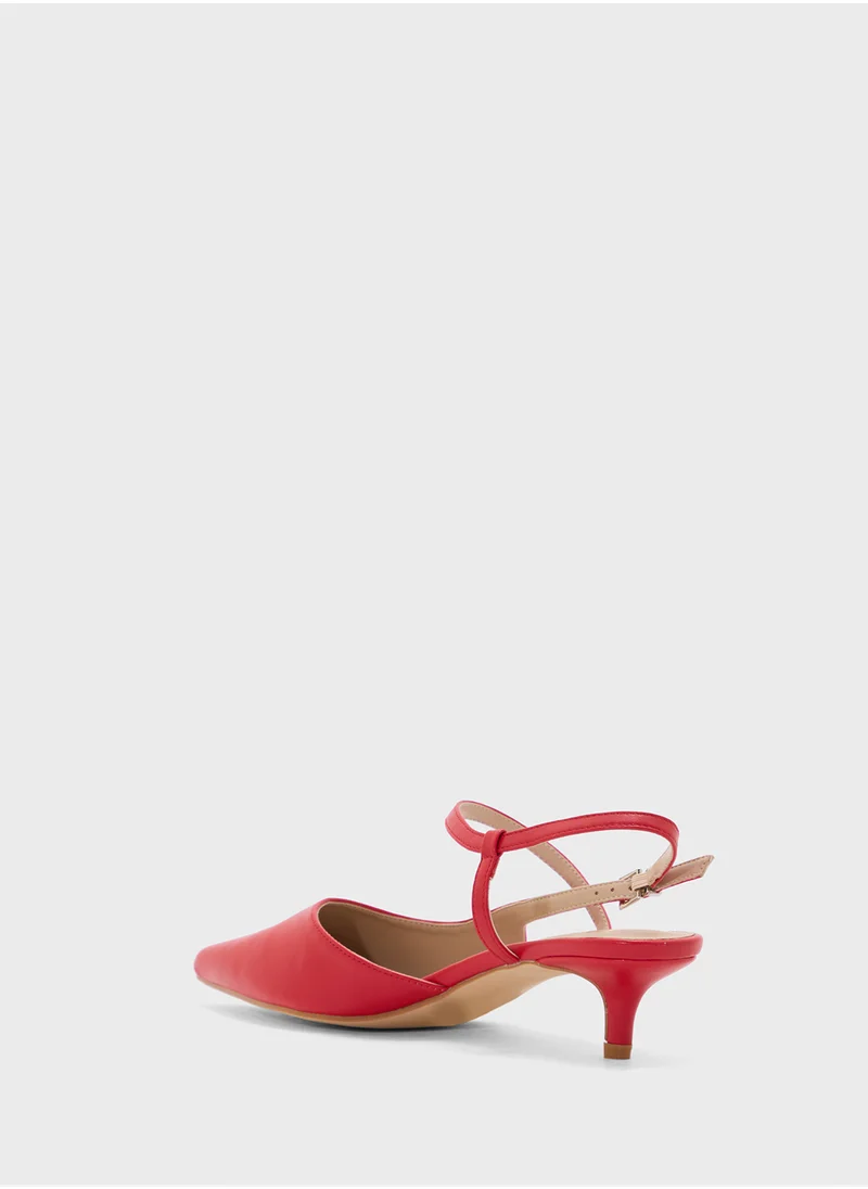 ELLA Pointy Toe Low Heel Strappy Pump