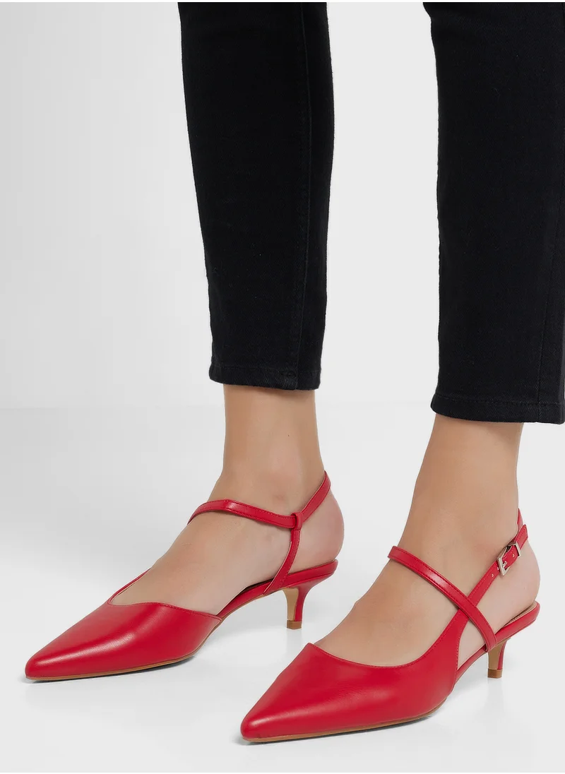 ELLA Pointy Toe Low Heel Strappy Pump